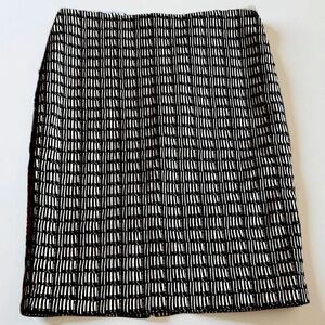 Adrianna Papell Pencil Skirt Size 8 Black White Stripe Midi Lined